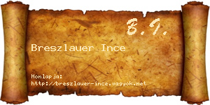 Breszlauer Ince névjegykártya